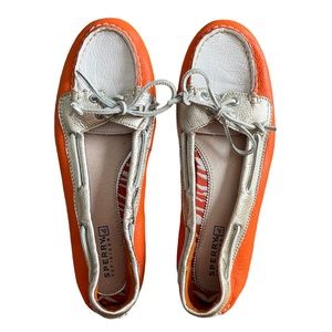 Sperry Orange & Gold Boat Shoes | Women's 7M
